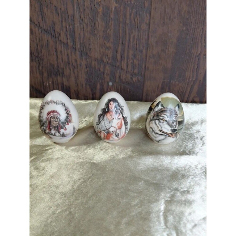 Set of 3 Eggzakly Porcelain Eggs